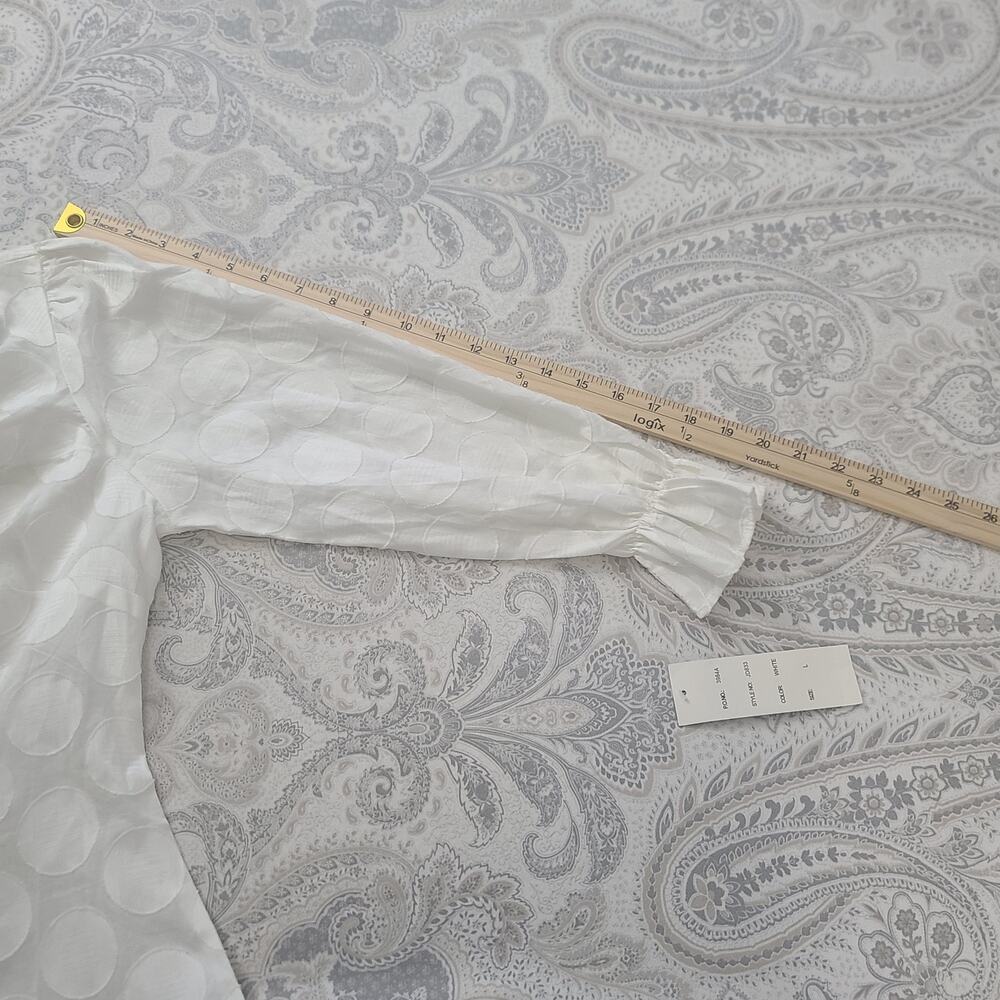Harve Benard Vintage100% cotton Dot detail women's blouse Ivory Size Large - Picture 5 of 7